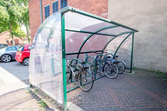The NKDC cycle racks shelter in Money's Yard. More units may be installed in this area. EMN-200308-173112001