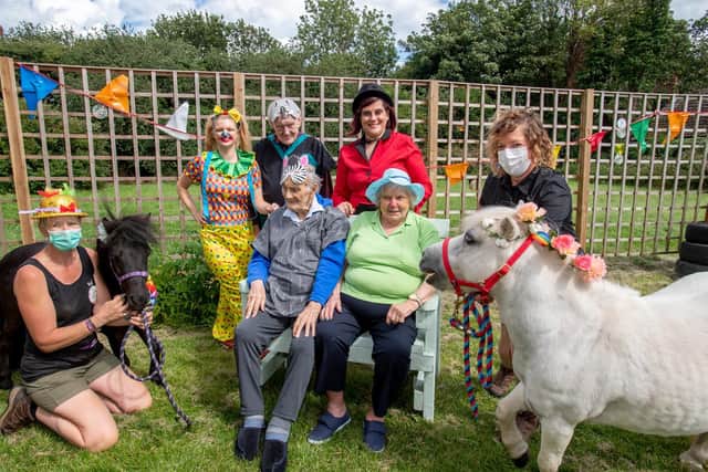 Ponies called in to say hello to residents as part of a Chapel St Leonard's care home's carnival.