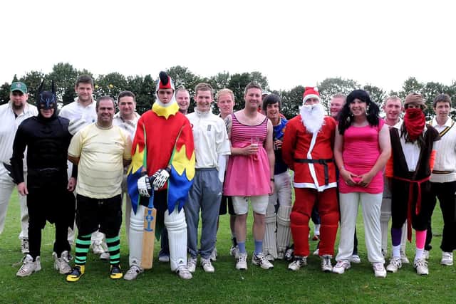 Members of Heckington Cricket Club before their charity match in aid of Macmillan Cancer Support. Photo: 2377mf
