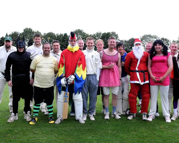 Members of Heckington Cricket Club before their charity match in aid of Macmillan Cancer Support. Photo: 2377mf