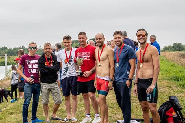 The winning tri club team. Photo: David Dales.