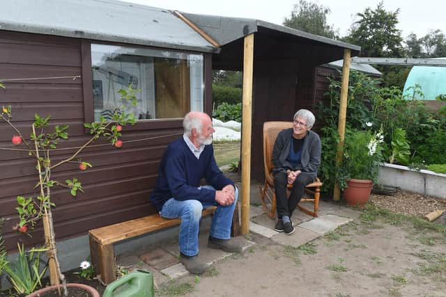 Jacqueline and Jeffrey Sofield have created a relaxing space at Spilsby Allotments, as well as learning as they go to grow their own.