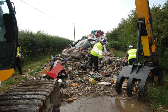 An excavator was needed to clear up the 20 tonnes of flytipped waste. EMN-200817-135910001