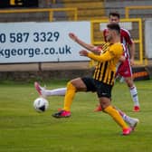 Andi Thanoj in action in the play-off final. Photo: Michael Ripley.