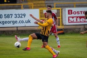 Andi Thanoj in action in the play-off final. Photo: Michael Ripley.