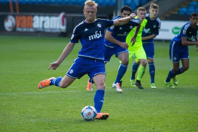 Jordan Burrow in action for former club GC Halifax Town. Photo: Bruce Fitzgerald.