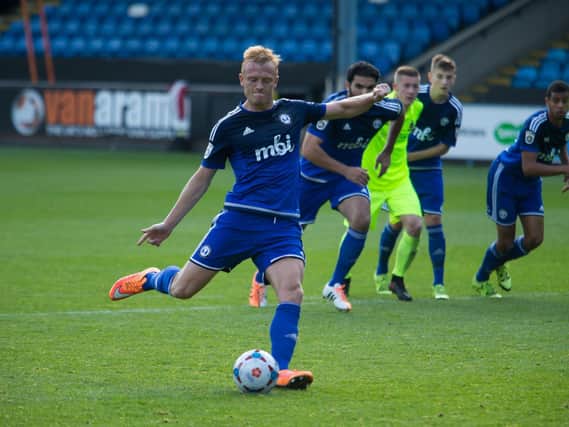 Jordan Burrow in action for former club GC Halifax Town. Photo: Bruce Fitzgerald.