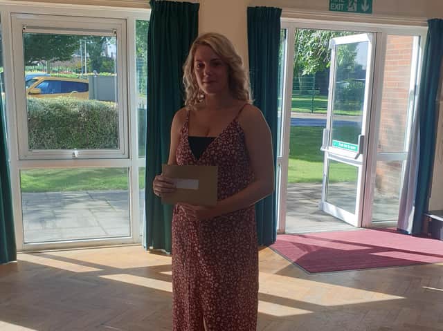 Megan Blanchard receives her GCSE results.
