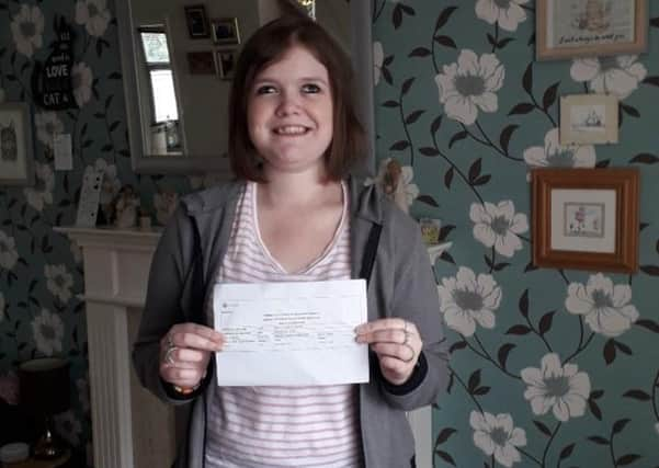 Alice Gresswell has celebrated achieving a grade 7 in GCSE higher maths at Stamford College, having lost her sight five years ago. EMN-200820-155311001