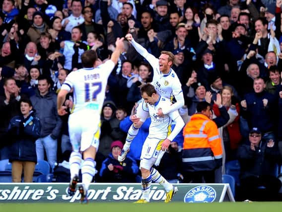 Paul Green celebrates during an FA Cup clash for Leeds United against Spurs. Photo: GettyImages