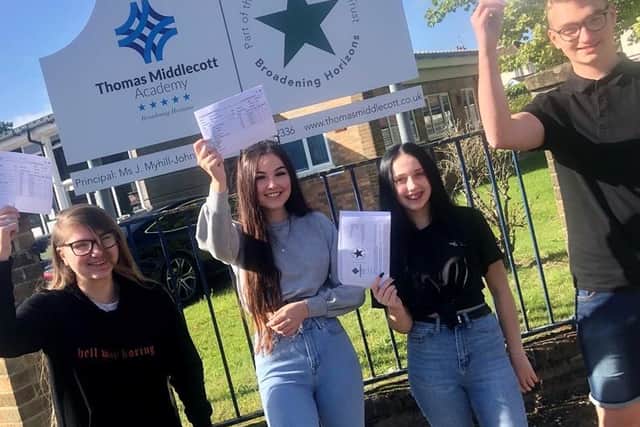 Pupils celebrate at Thomas Middlecott