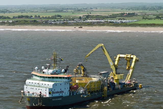 Cable laying vessel NDurance off the coast of Lincolnshire, near Anderby.