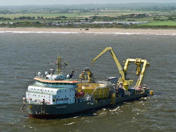 Cable laying vessel NDurance off the coast of Lincolnshire, near Anderby.