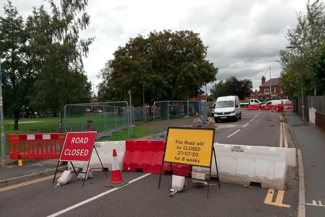 The roadworks in Woodville Road.