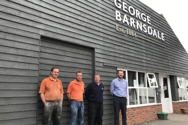 Three decades’ service to George Barnsdale, of Donington, each, (from left) Mike Stothard, John Scrupps, Darren Templeman, and Steve Dixon.