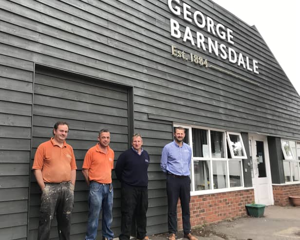 Three decades’ service to George Barnsdale, of Donington, each, (from left) Mike Stothard, John Scrupps, Darren Templeman, and Steve Dixon.