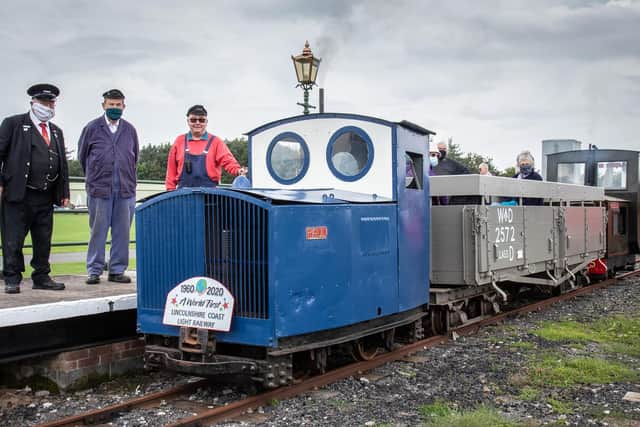 Three long-serving LCLR volunteers prepare to mark their role in the world’s first heritage railway to be built by enthusiasts 60 years previously (from left) Chris Bates, Jim Smith and Mick Allen.