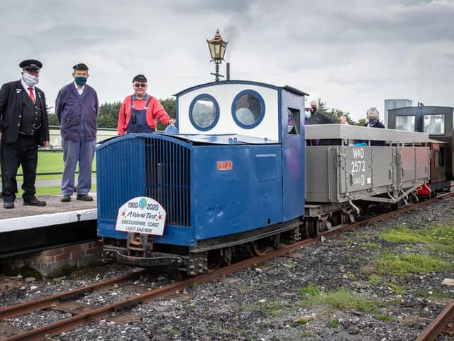 Three long-serving LCLR volunteers prepare to mark their role in the world’s first heritage railway to be built by enthusiasts 60 years previously (from left)  Chris Bates, Jim Smith and Mick Allen.