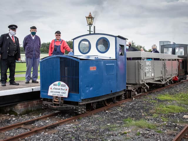 Three long-serving LCLR volunteers prepare to mark their role in the world’s first heritage railway to be built by enthusiasts 60 years previously (from left) Chris Bates, Jim Smith and Mick Allen.