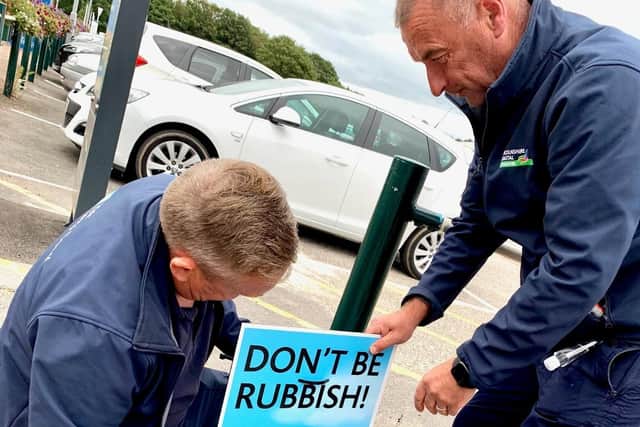 Hundreds of signs have been installed along the coast asking visitors to dispose of rubbish responsibly.