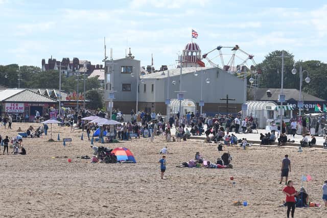 Skegness beach on August Bank Holiday Monday.