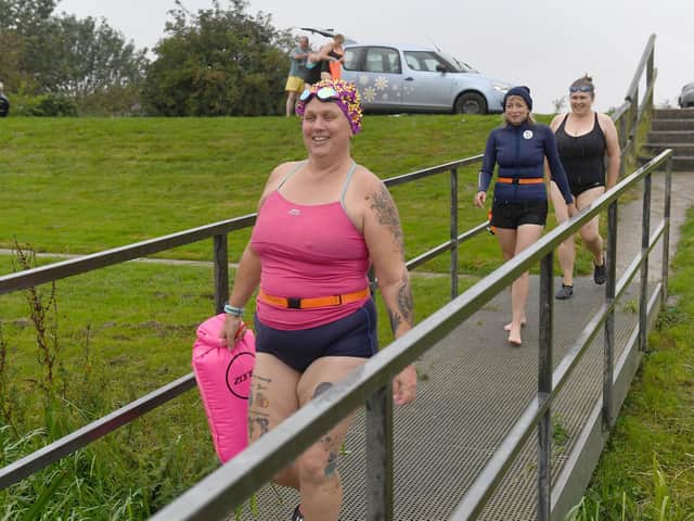 The Barmy Army ready to take the plunge - (from left) Vikki Chester, Caroline Clarkson and Helen Pack of Sleaford..