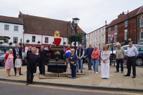 Town councillors admire the work done by craftsmen Colin Rust (centre left) and Graham Bridges. EMN-200209-172824001