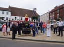 Town councillors admire the work done by craftsmen Colin Rust (centre left) and Graham Bridges. EMN-200209-172824001