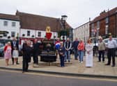 Town councillors admire the work done by craftsmen Colin Rust (centre left) and Graham Bridges. EMN-200209-172824001