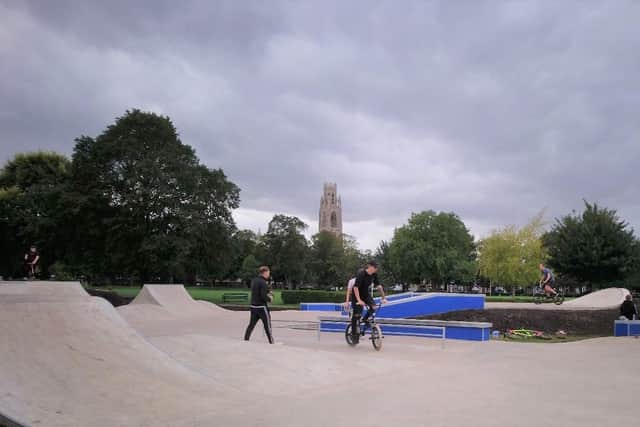 Youngsters enjoy the new skate park