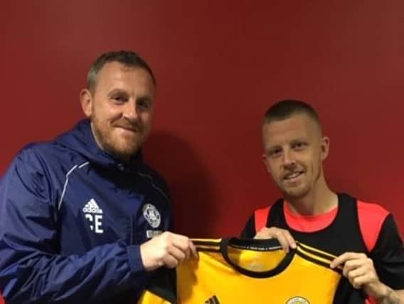 Elliott with Terry Hawkridge. Photo: Boston United