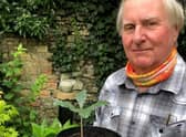 Coun Anthony Brand with one of his saplings for sale. EMN-200909-143442001