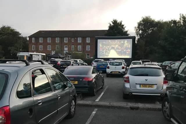 The drive-in movie night at Tedder Hall, Manby.