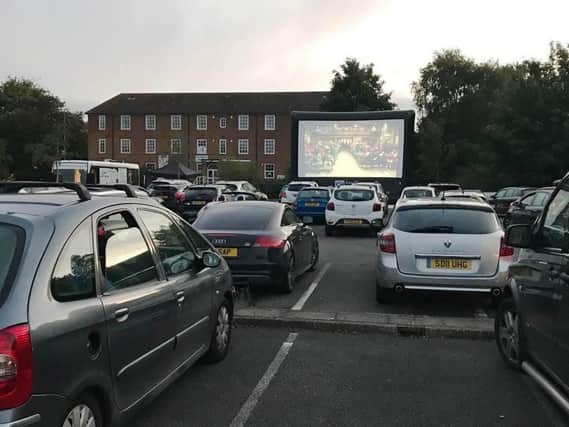 The drive-in movie night at Tedder Hall, Manby.