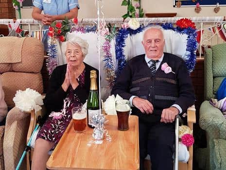 Kenneth and Renee White celebrating their 70th wedding anniversary.