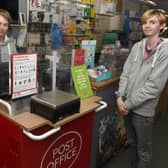 Pop-up Post Office at Pop-In Bargains. L-R Lee Taylor - post master, Corey Odam - post office assistant. EMN-200914-094006001
