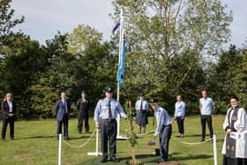 Representatives from RAF Coningsby, Lincolnshire County Council, BAE Systems and The Woodland Trust attending the tree planting ceremony. Image Sgt Paul Oldfield
