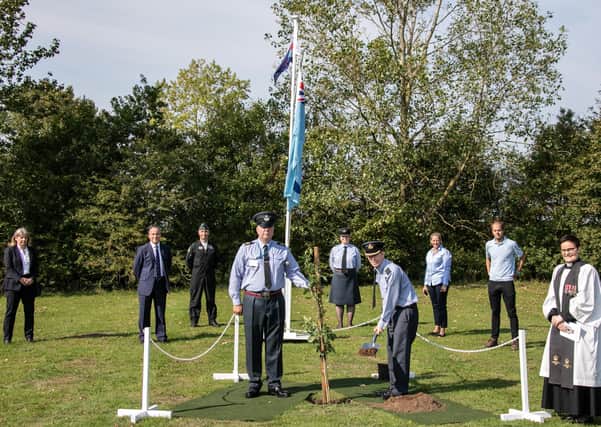 Representatives from RAF Coningsby, Lincolnshire County Council, BAE Systems and The Woodland Trust attending the tree planting ceremony. Image Sgt Paul Oldfield