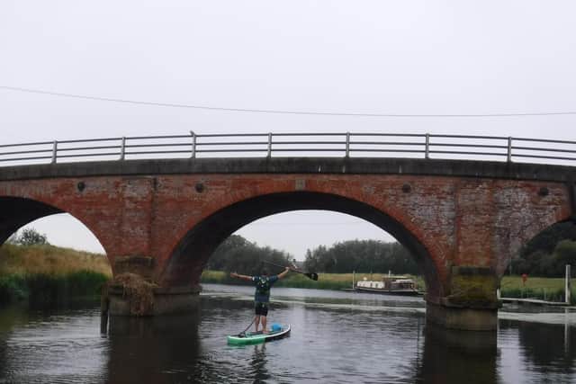 Caroline celebrating at the end of last year's SUP challenge.