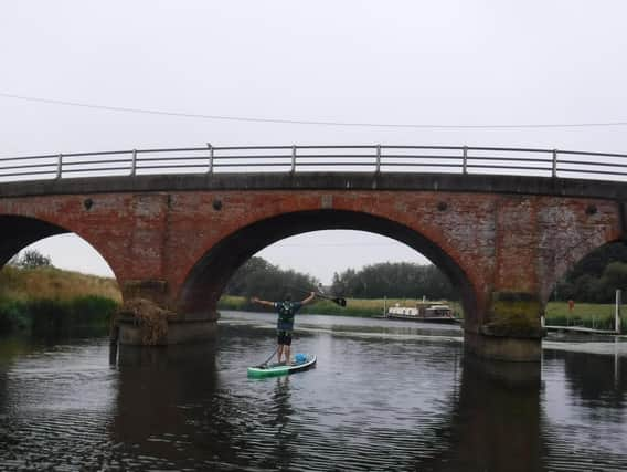 Caroline celebrating at the end of last year's SUP challenge.