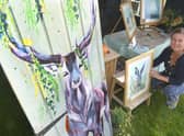 Autumn fair and wedding event at Leadenham House. Rachael Lenton of Ingoldsby with her art work. EMN-200921-091820001