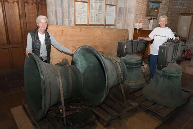 Ruskington church being taken away for repair. L-R Di Cross (Treasurer and lead of the bell restoration fund), Di Holt (church warden) EMN-200921-170145001