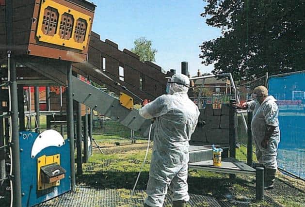 The play area was declared a bio hazard and closed for a week