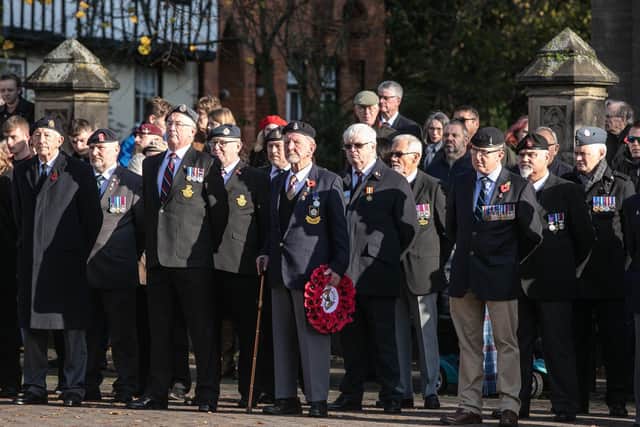 Last year's Remembnrance service and parade in Sleaford. Such scenes will not be repeated in 2020 due to Covid-19 restrictions. Photo: MOD EMN-200922-093519001