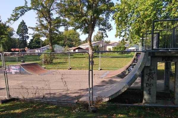 The fenced off skate park area at St John's Park