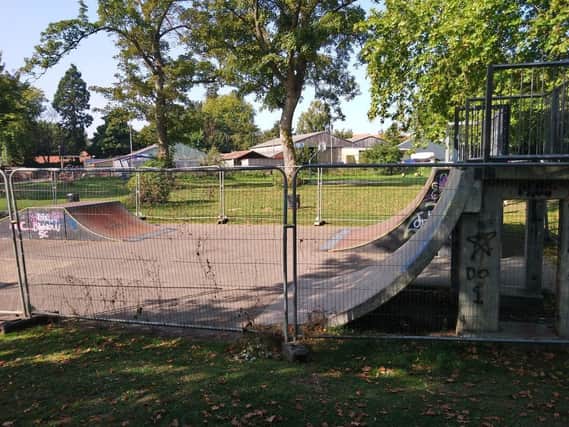 The fenced off skate park area at St John's Park