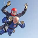 Bob Smith during his three-mile parachute plunge. Picture: Skydive Hibaldstow