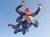 Bob Smith during his three-mile parachute plunge. Picture: Skydive Hibaldstow