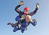 Bob Smith during his three-mile parachute plunge. Picture: Skydive Hibaldstow
