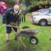 This tree was planted by Catherine Harrison's son, John, at the Orme Almshouses in Eastgate, Louth.